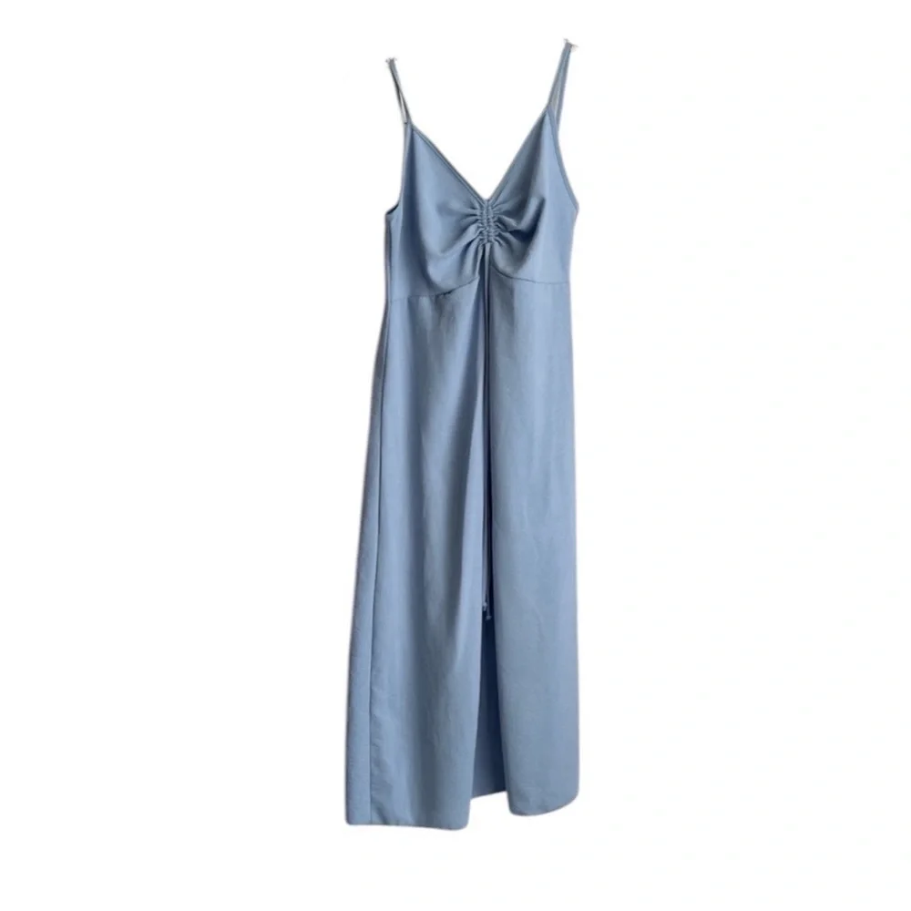 See You Monday Light Blue Ruched NWT Spaghetti Strap Dress - SZ: Medium - Picture 1 of 6